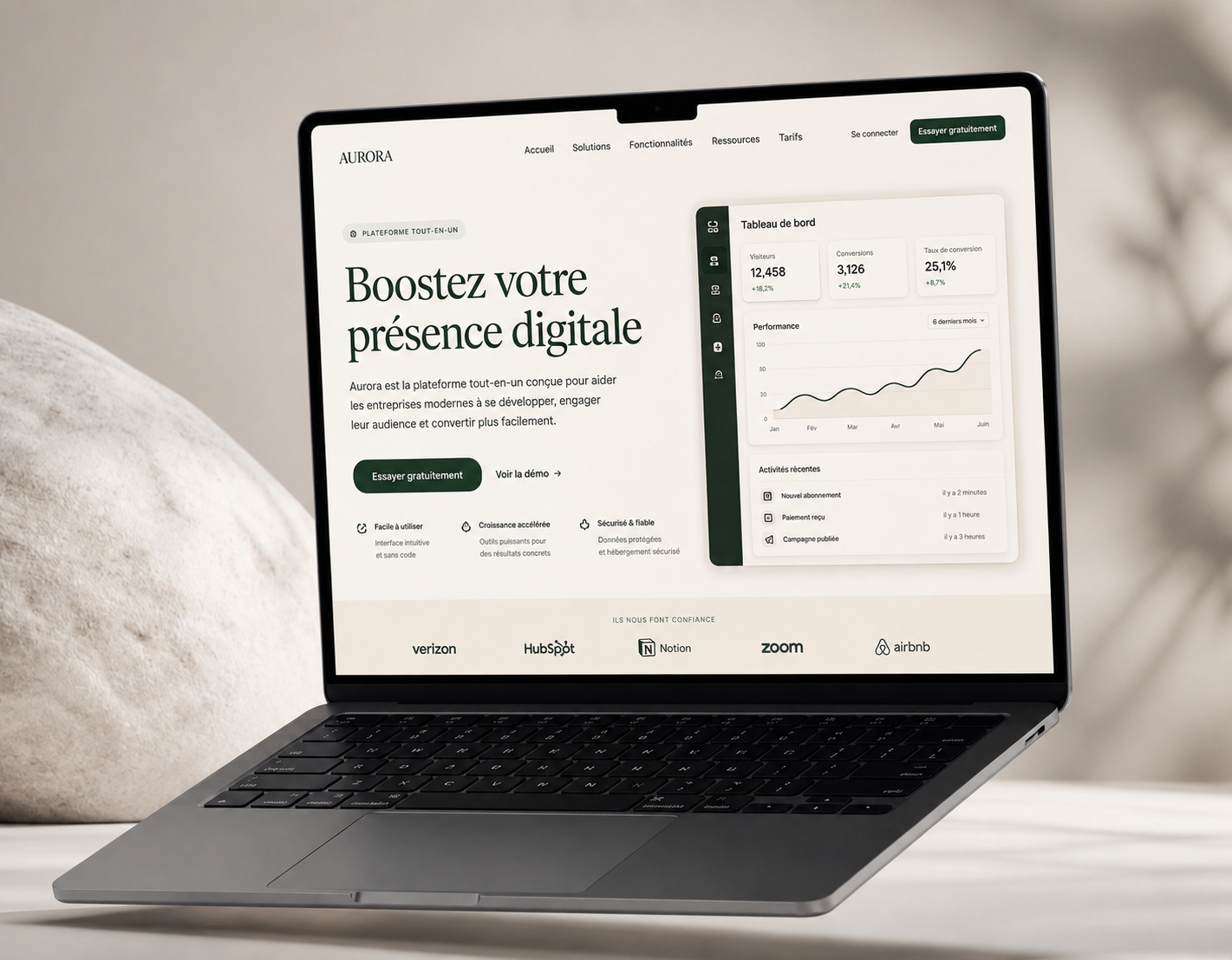 Mockup de uma landing page moderna criada por Landing/Studio
